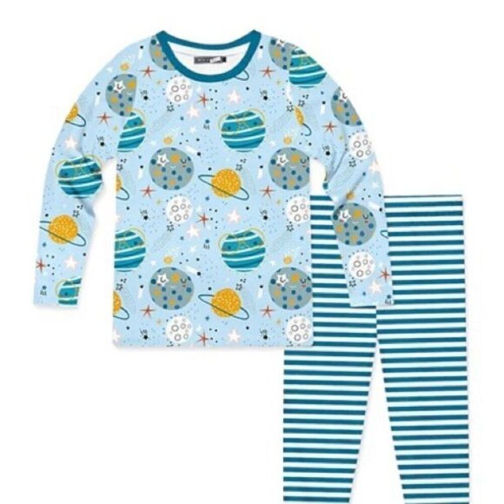 Millie loves lily Pale Blue‎ Planets Long-Sleeve Pajama Set Size: 12